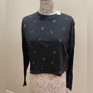 NWT Cherry 🍒 crop long sleeve soft tee
